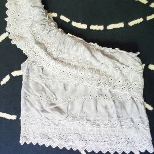 American Eagle Outfitters one shoulder eyelet top